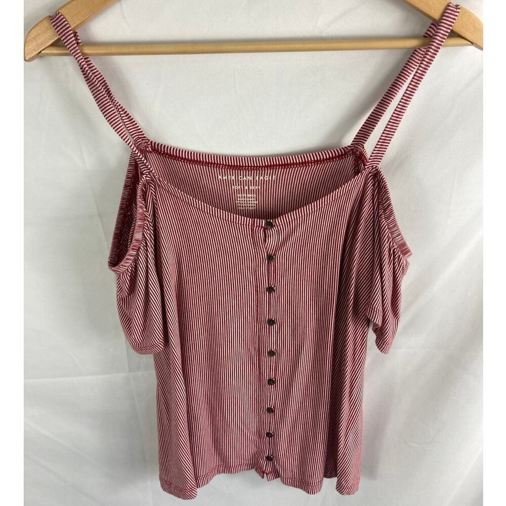 American Eagle Soft &. Sexy Cold Shoulder Stripe Short Sleeve Top Size XS